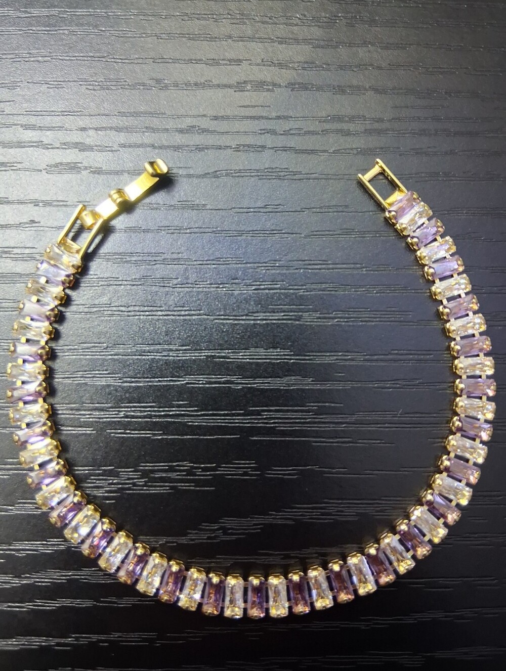 Elegant Gold Tennis Bracelet with Light Purple & Clear CZ